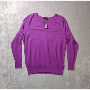 Purple V Neck Stretch Sweater Women 14/16 Lane Bryant